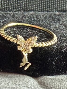 Gold Butterfly Charm Ring for Women